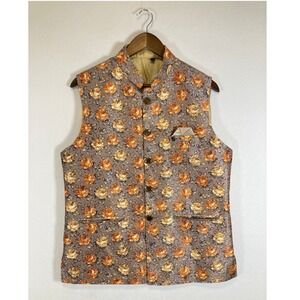 Ethnic Floral Unbranded Mens 40 Purple Orange Rose Brocade Nehru Vest Waistcoat